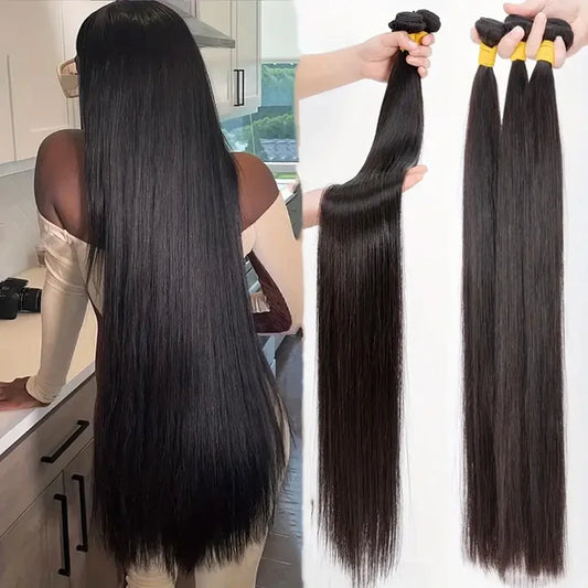 42 Inch Bone Straight Brazilian Human Hair Bundles – Raw Remy Weave Extensions