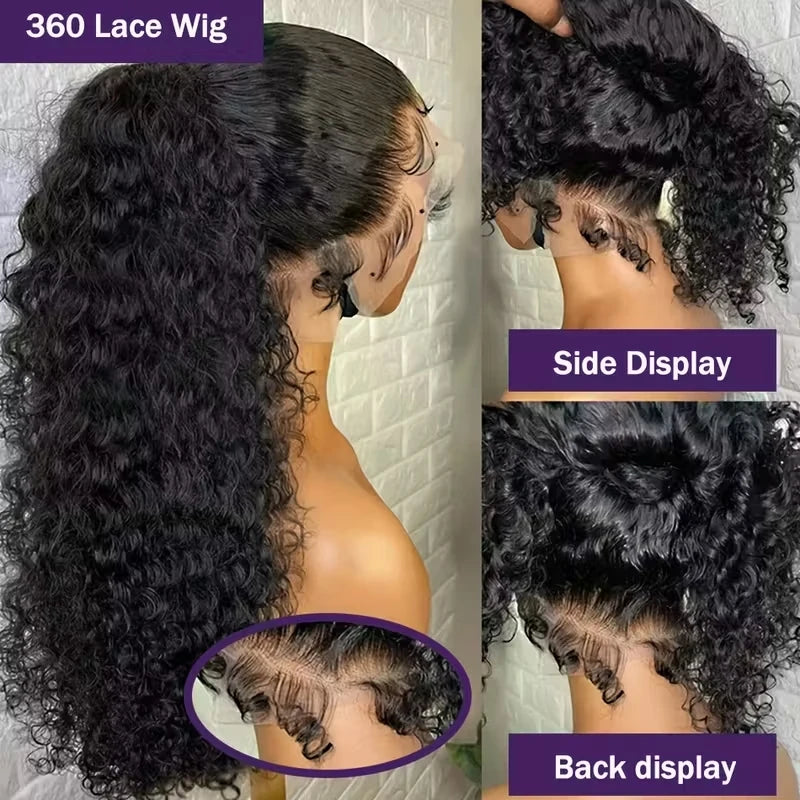 ep Curly 360 Full Lace 13x6 HD Glueless Human Hair Wig – 250% Density Deep Wave With Baby Hair