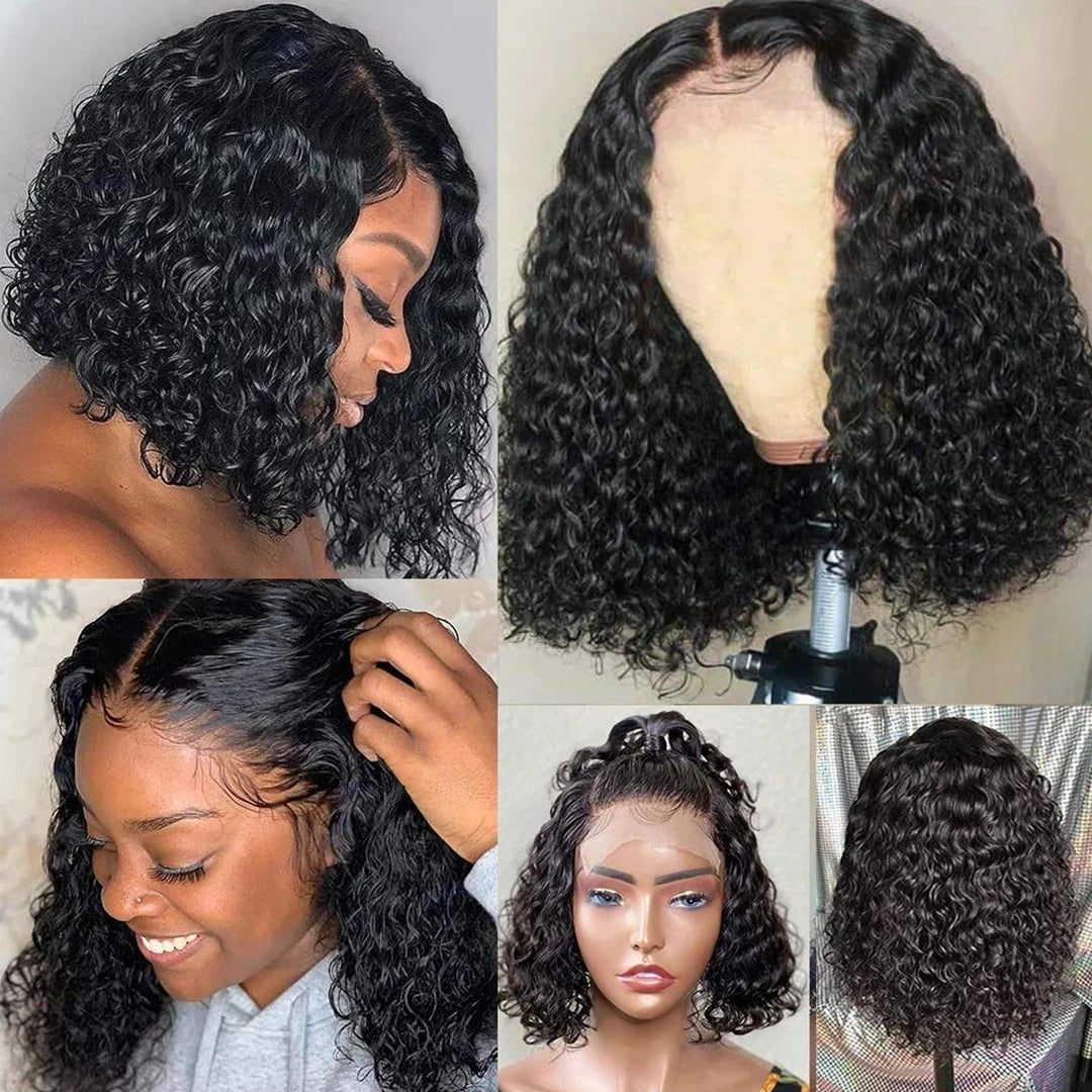 1B Natural Jerry Curly Bob 13x4 HD Lace Front Wig (Virgin Human Hair, 250% Density, 4–16")