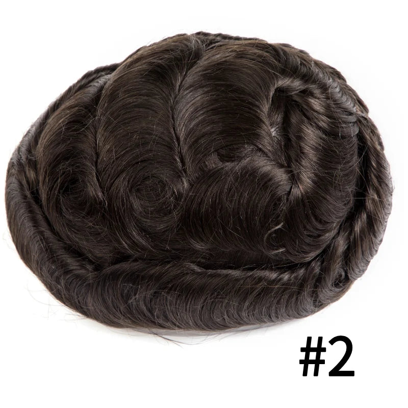Men's Indian Remy Hair Toupee – Injection PU Skin Base, 120%/130% Density
