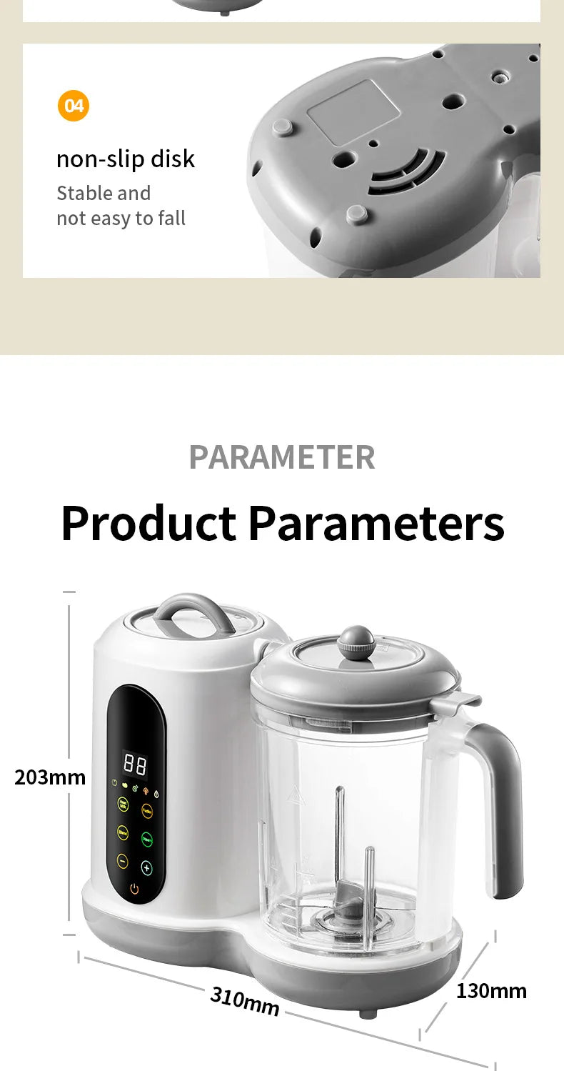 Automatic Baby Food Maker – 6-in-1 Steamer, Blender, Puree & Milk Warmer with Temperature Display