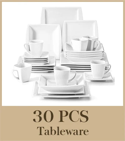 MALACASA 30/60-Piece Marble Grey Porcelain Dinnerware Set | Modern Tableware for 6–12 Persons with Plates, Cups & Saucers