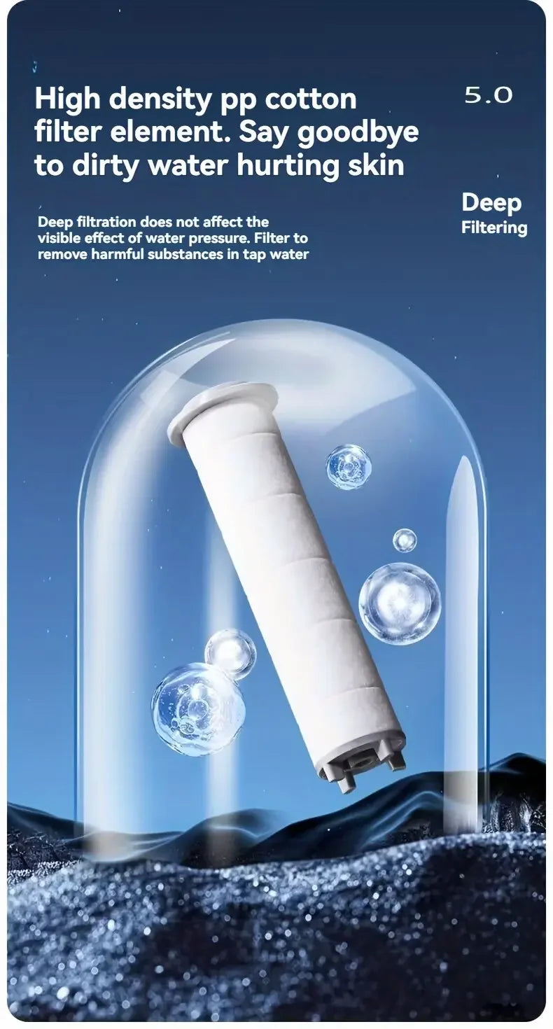 New High Pressure Water Saving Filter Shower Head 5 Modes Handheld Shower Head One Button Stop Bathroom Accessories Set