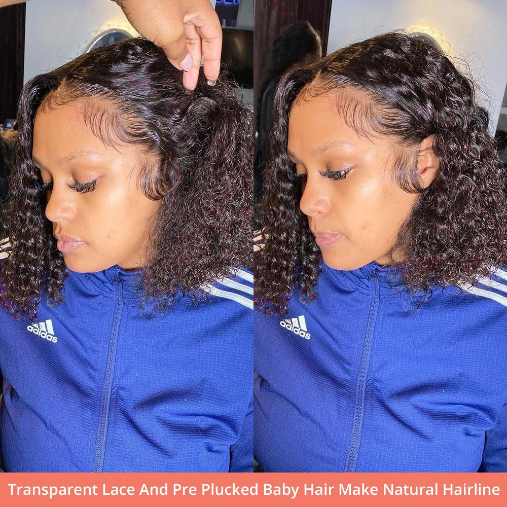 Deep Water Wave Curly Bob HD Lace Front Wig | 100% Remy Human Hair | Transparent Lace 13x4 / 13x6