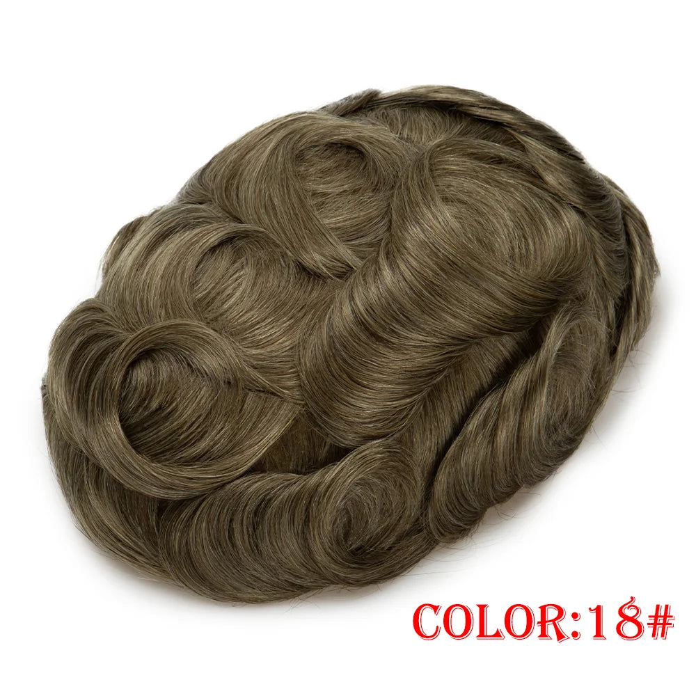Men Toupee Wig Natural Hairline V Loop Thin Skin | Remy Human Hair System 0.03mm
