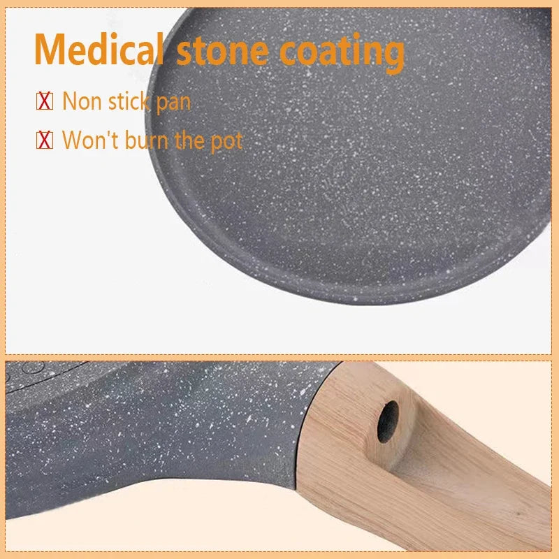 Nonstick Crepe & Pancake Pan with Wooden Handle – Induction Frying Pan for Eggs & Steak