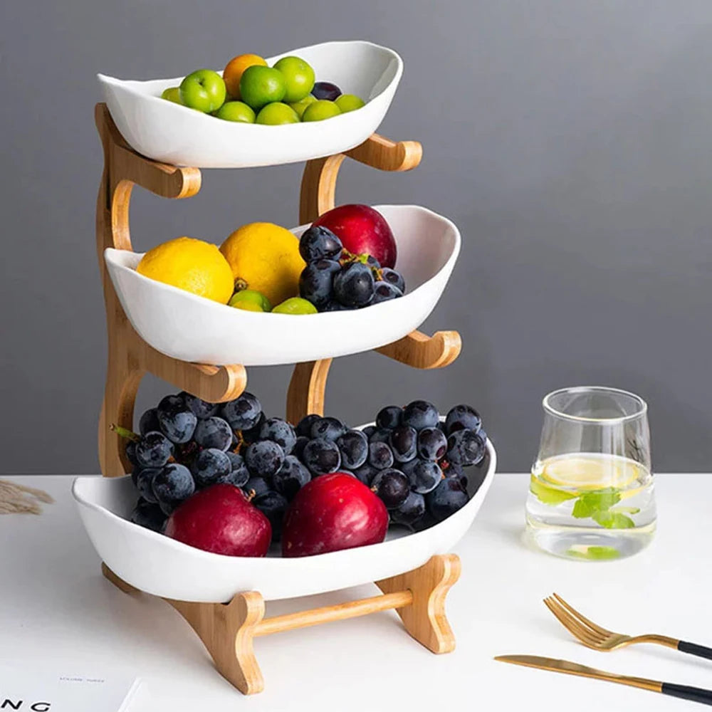 2/3-Tier Fruit Plate Stand – Modern Plastic Snack Tray & Dessert Display for Home & Parties