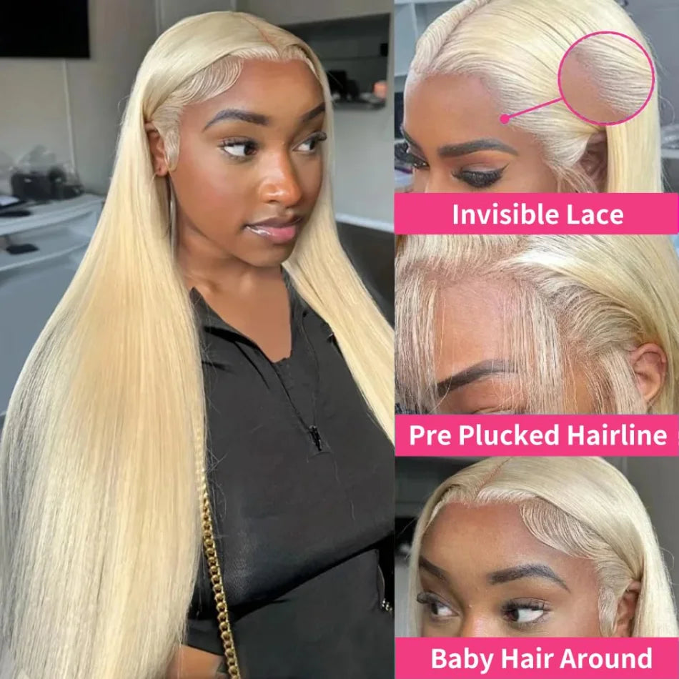 613 Blonde 13x6 HD Lace Front Wig – 100% Human Hair, 250% Density, 30 Inch Straight Wig