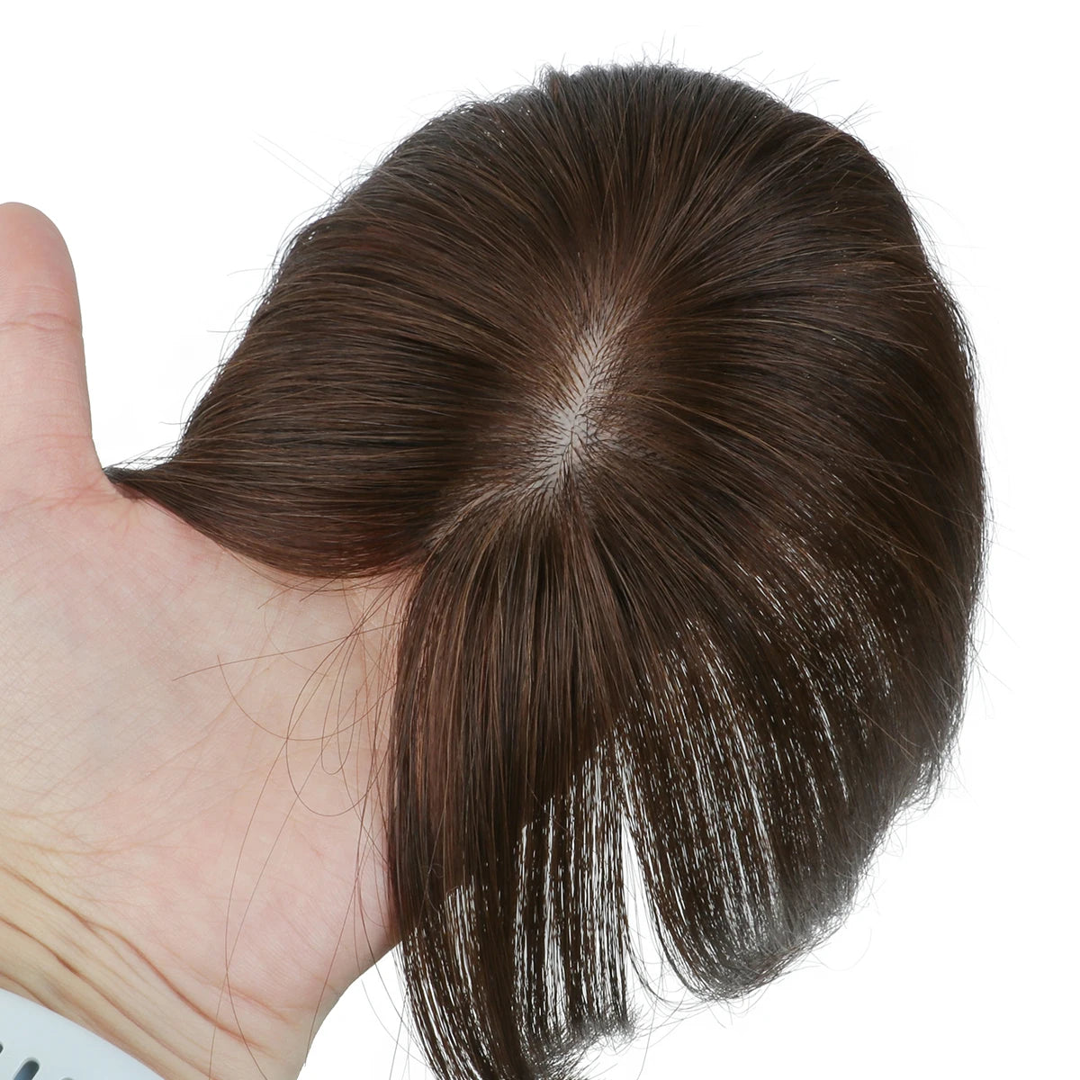 Real Human Hair Topper with 360° Bangs · 3D Hair Piece · 20–35 cm