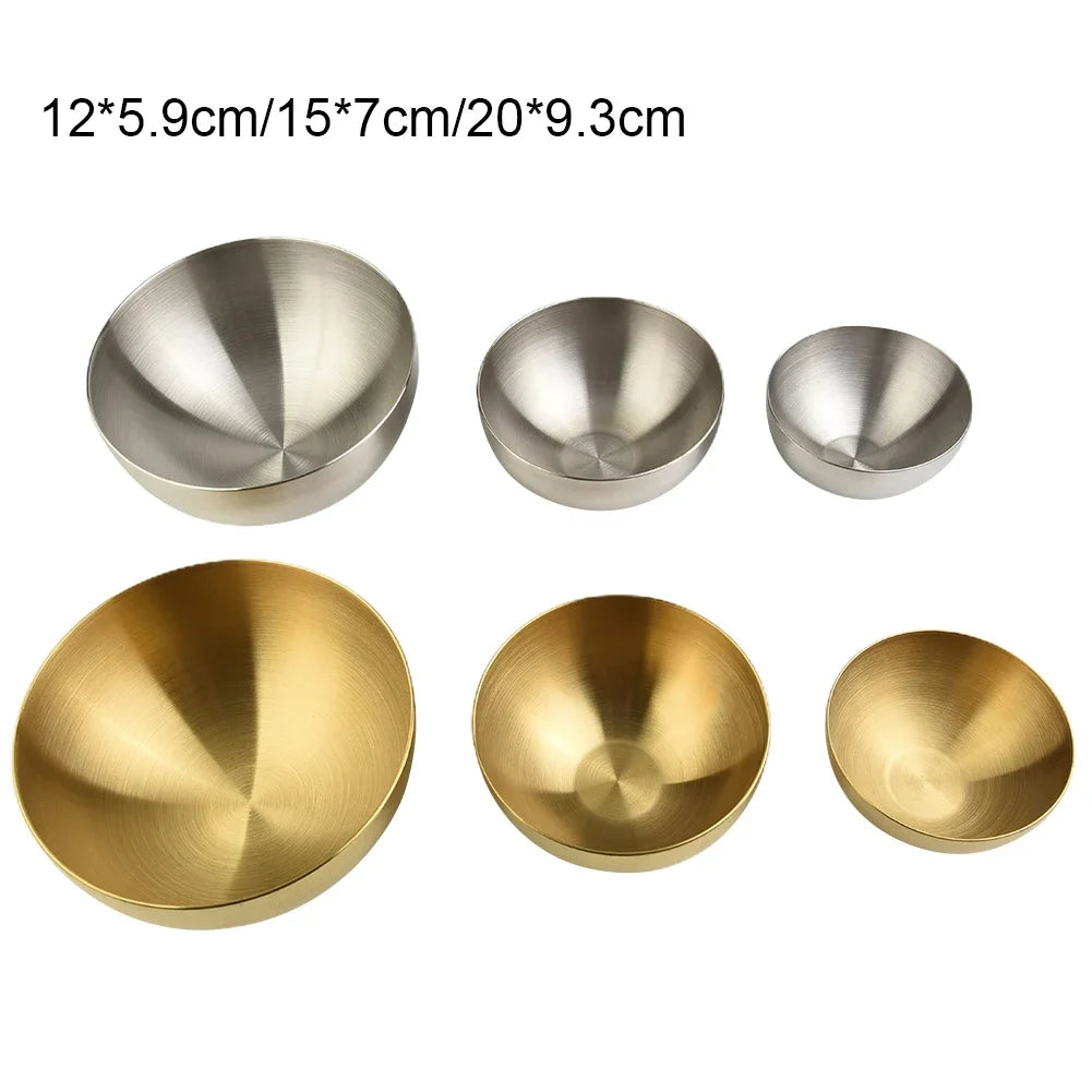 Gold & Silver Stainless Steel Bowl – Fruit, Salad & Ramen Tableware