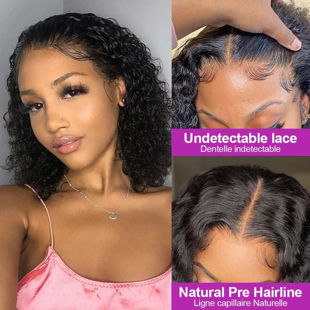 Deep Water Wave Curly Bob HD Lace Front Wig | 100% Remy Human Hair | Transparent Lace 13x4 / 13x6