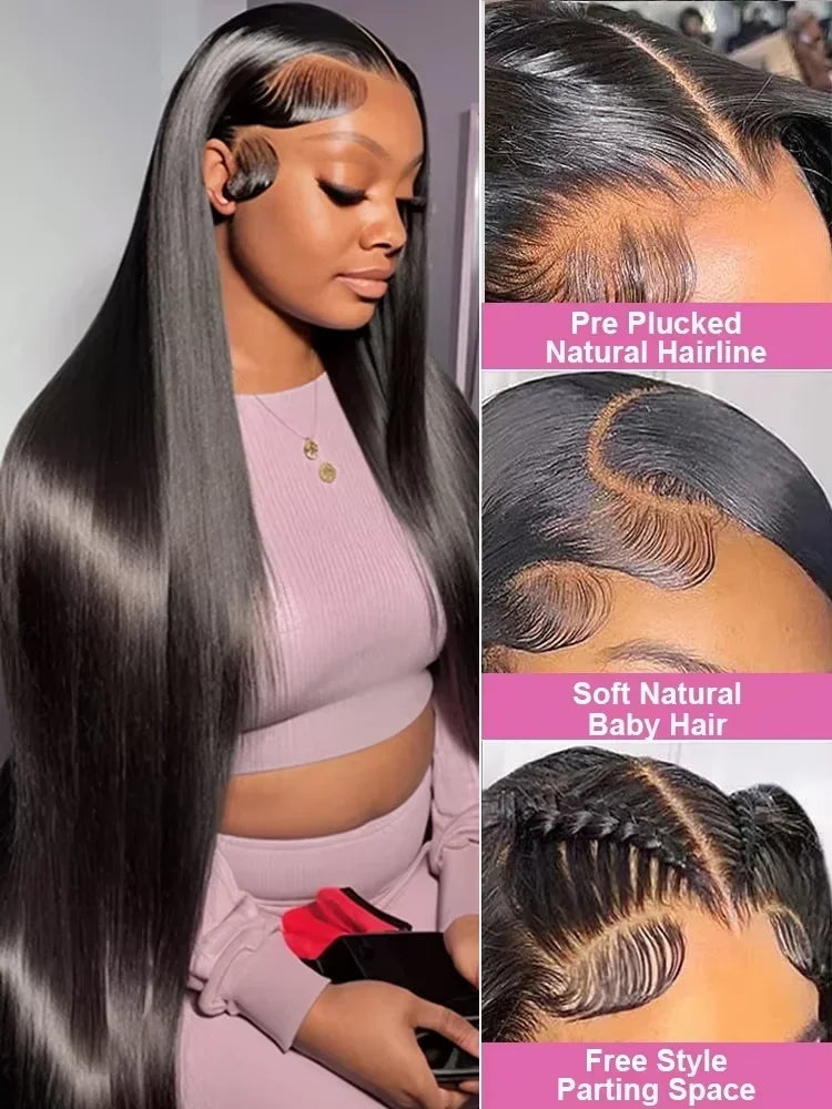 220 Density Bone Straight 13x6 HD Lace Front Wig (13x4 Option, Pre-Plucked) – Brazilian Remy Human Hair