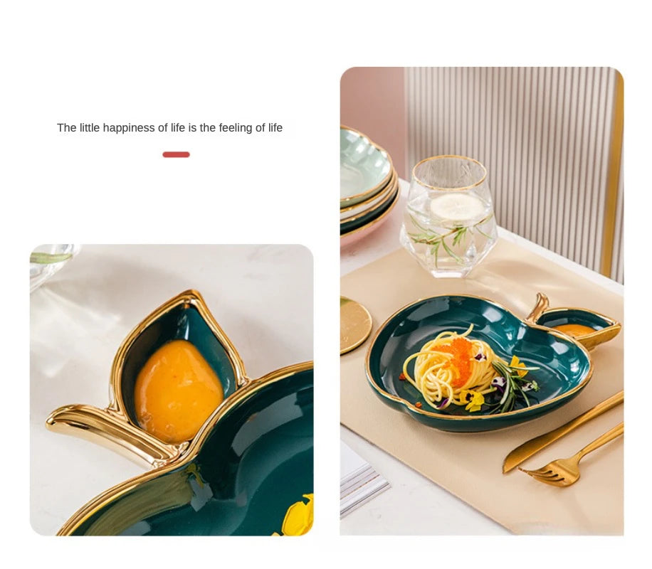 Jucaica Rosh Hashanah Apple Honey Dish – Ceramic Dessert Plate Set