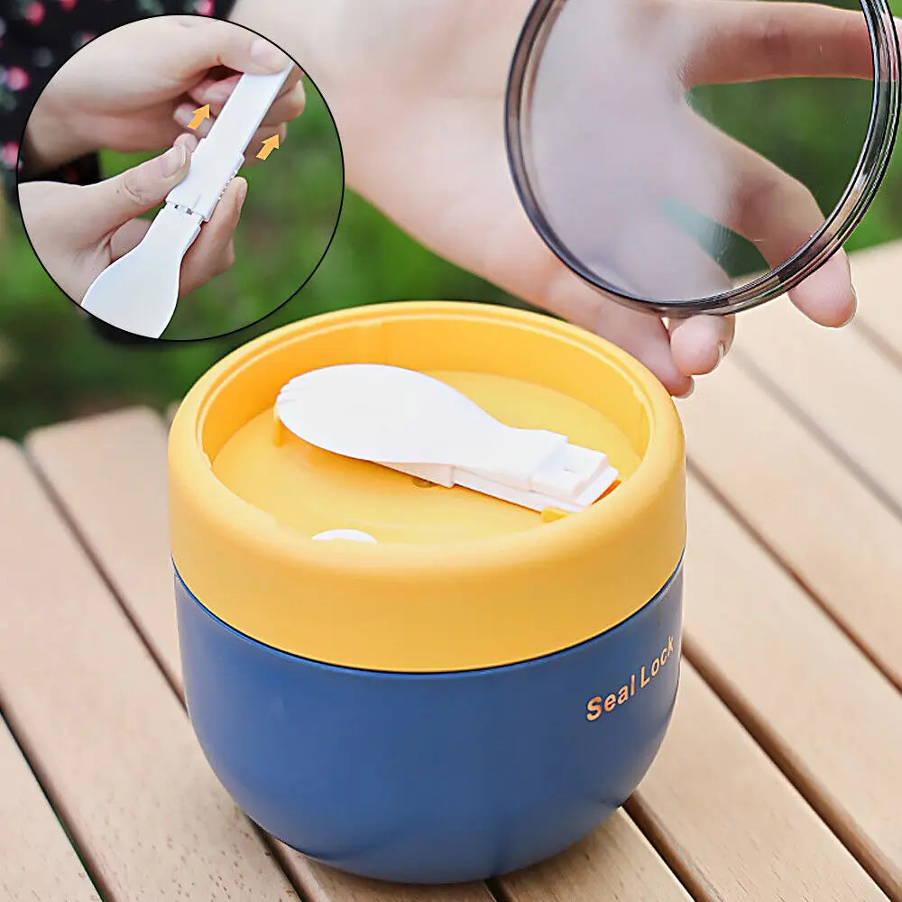 Stainless Steel Thermal Lunch Box – Vacuum Insulated Soup Jar with Spoon, Portable Bento for Kids & Adults