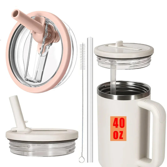 40oz Flip Straw Leak-Proof Lid – Replacement Tumbler Cover Compatible with Stanley Cup