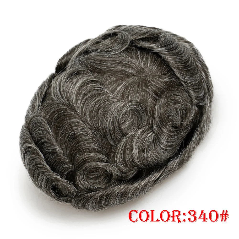 Men Toupee Wig Natural Hairline V Loop Thin Skin | Remy Human Hair System 0.03mm