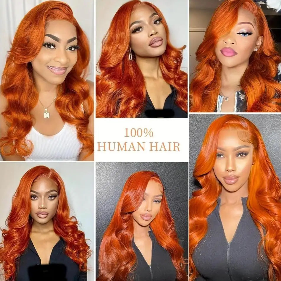Orange Ginger 13x4 13x6 Body Wave Lace Front Wig 30 Inch Brazilian Human Hair