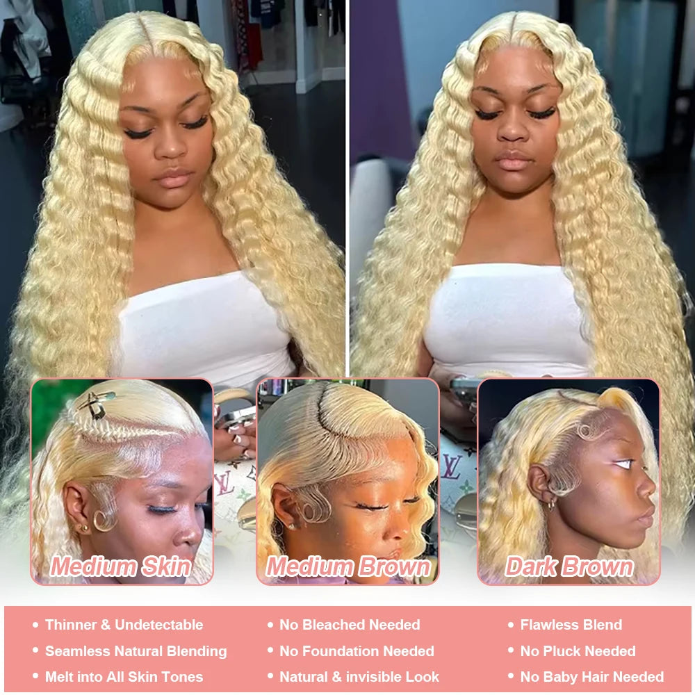 613 Blonde Deep Loose Wave HD Lace Frontal Wig – 13x4 / 13x6 Transparent Human Hair Wig