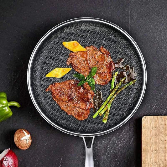 Stainless Steel Non-Stick Frying Pan – Honeycomb Cookware for Steak & Everyday Cooking