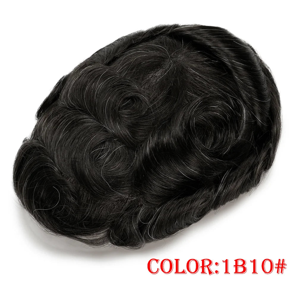 Men's Toupee Hair System | Natural Hairline Indian Human Hair | 0.1mm Thin PU Skin Base