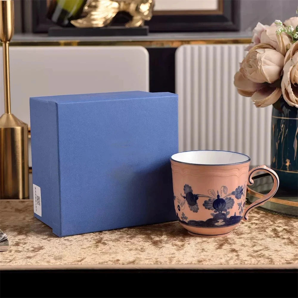 Ceramic Afternoon Tea Set – Printed Porcelain Cup, Saucer, Tray, Milk Pot & High Foot Plate