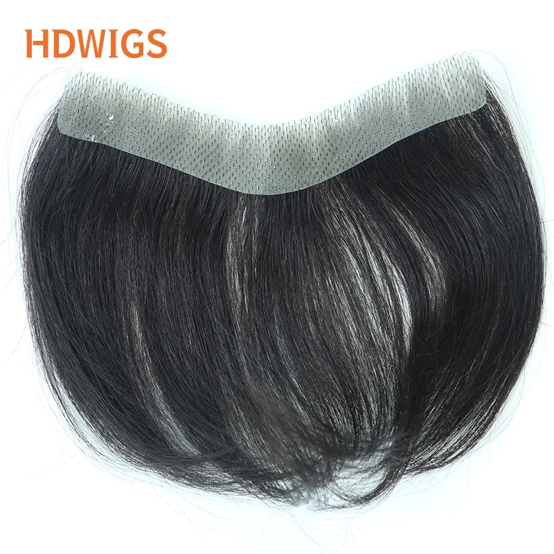Men's V-Style Hairline Toupee | Human Hair PU Base Hair System