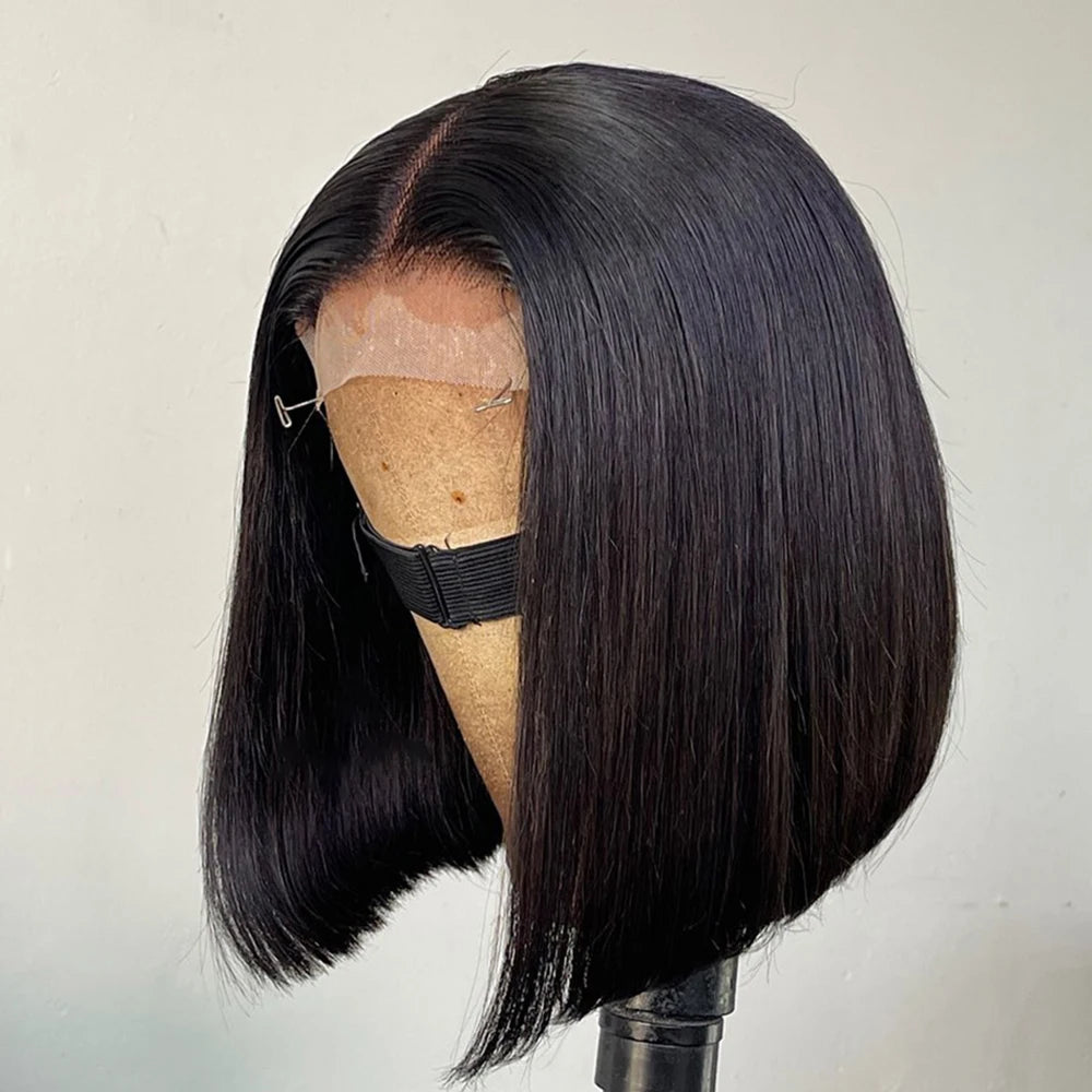 Glueless 13×6 HD Lace Front Short Bob Wig – 100% Human Hair, Pre-Plucked Hairline, Wear & Go Straight Bob