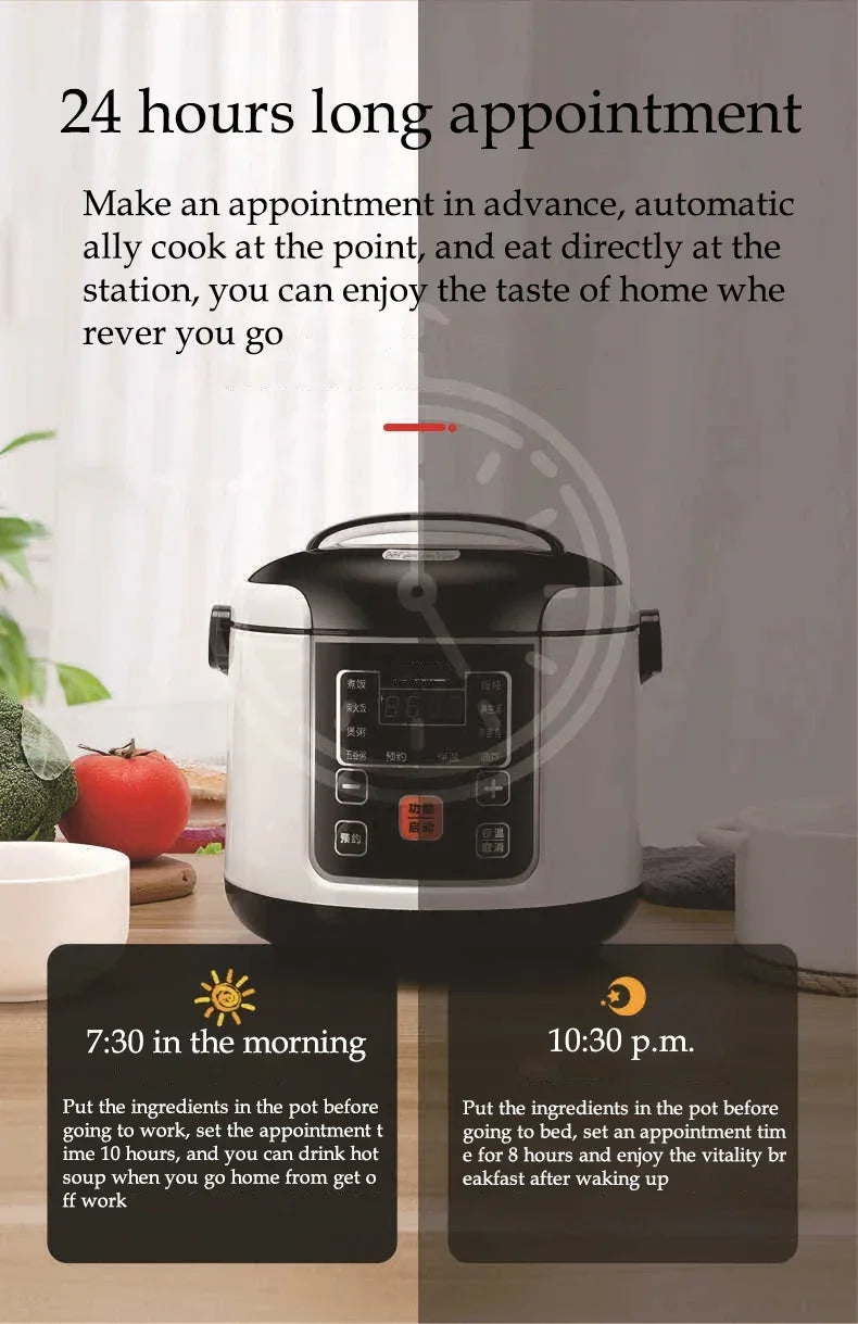 Portable 2L Car Rice Cooker – 12V/24V Electric Multi-Cooker for Soup, Porridge & Steamed Meals