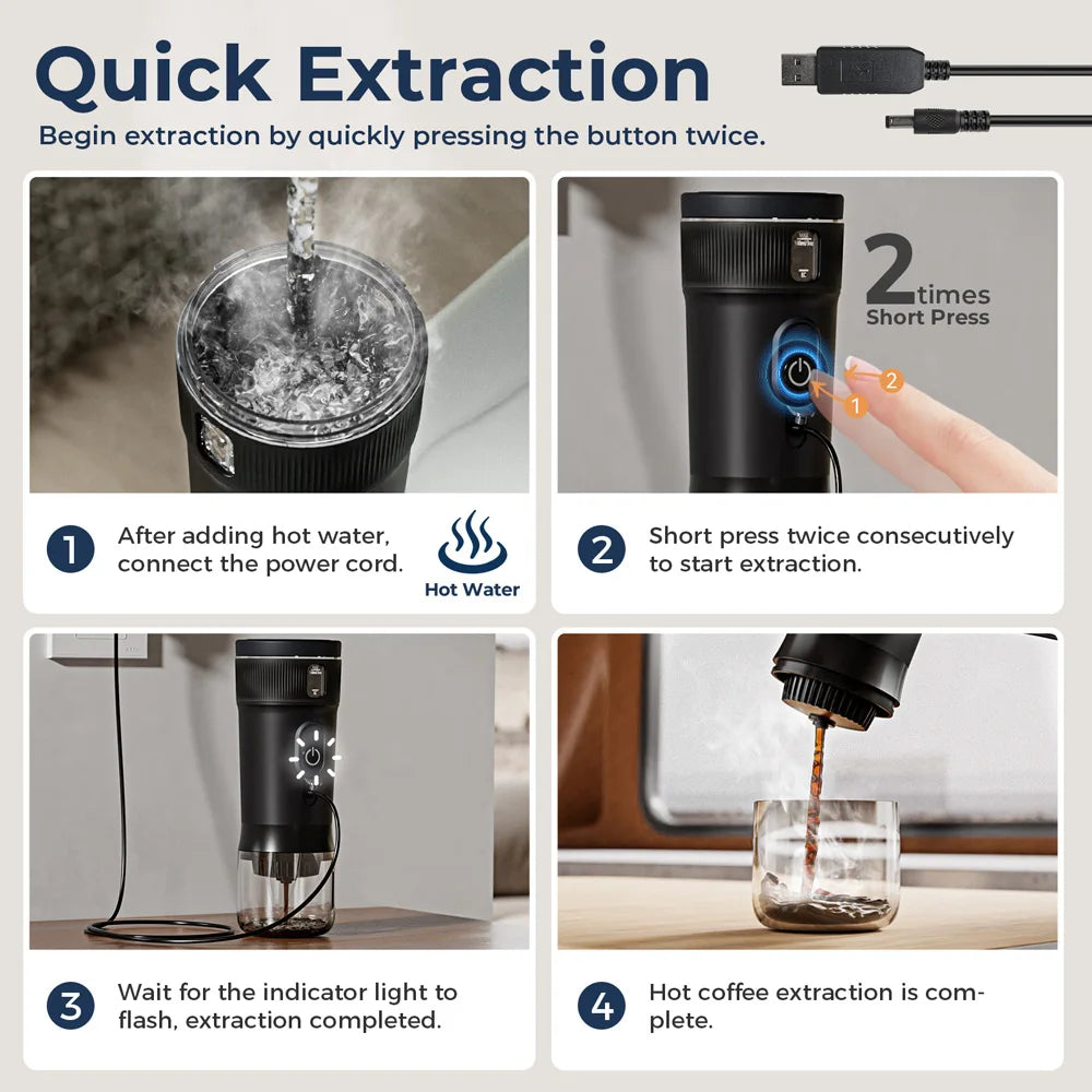 Portable 12V Espresso Coffee Maker – Compact Travel Machine for Car, Camping & Outdoors