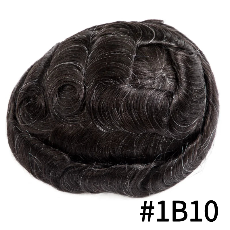 Men's Toupee Hair System | Full Thin Skin PU Base | Indian Remy Human Hair