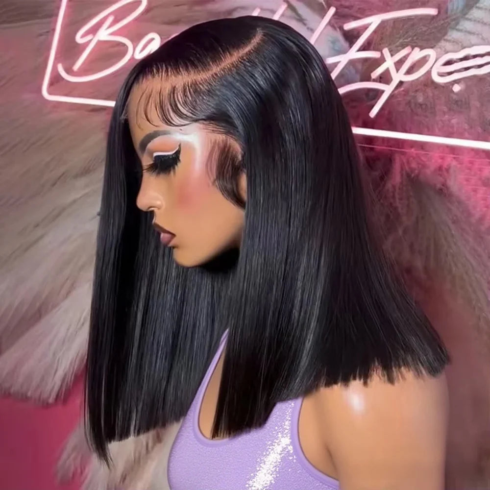 13x6 HD Lace Frontal Bone Straight Short Bob Glueless Wig (Pre-Cut 7x5 Closure)