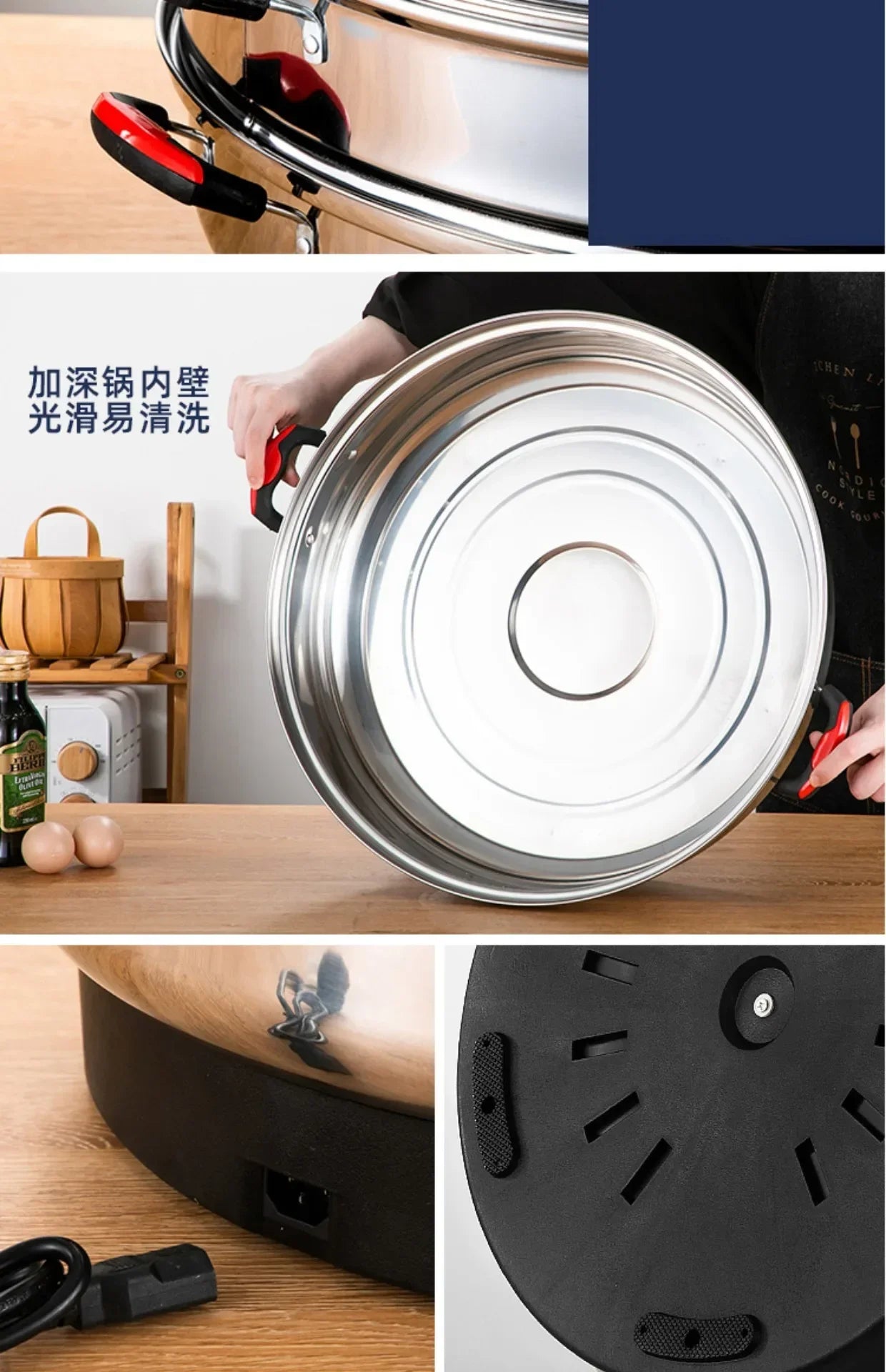Commercial Stainless Steel Electric Steamer – Large Capacity 3-Tier Cooker