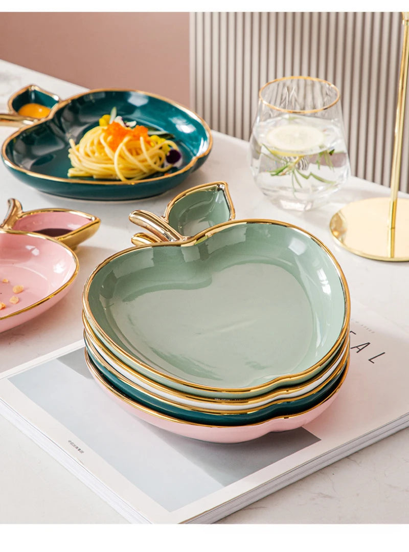 Jucaica Rosh Hashanah Apple Honey Dish – Ceramic Dessert Plate Set