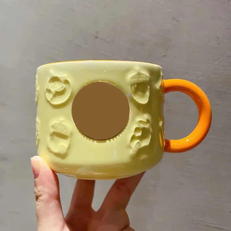 Autumn Forest Animal Ceramic Mug with Lid – Cute Fox, Rabbit & Squirrel Cup