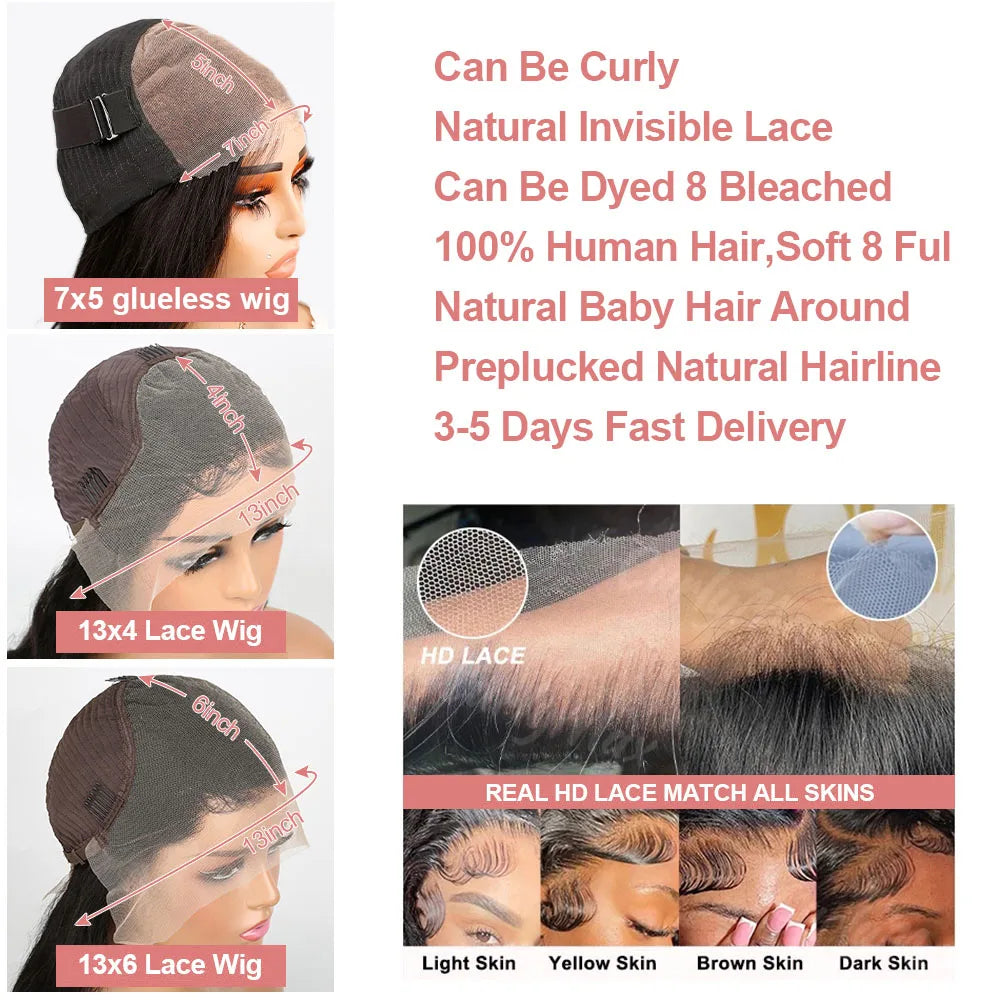 Body Wave Short Bob HD Glueless Lace Front Human Hair Wig – 4x4 / 5x5 / 13x4 Options