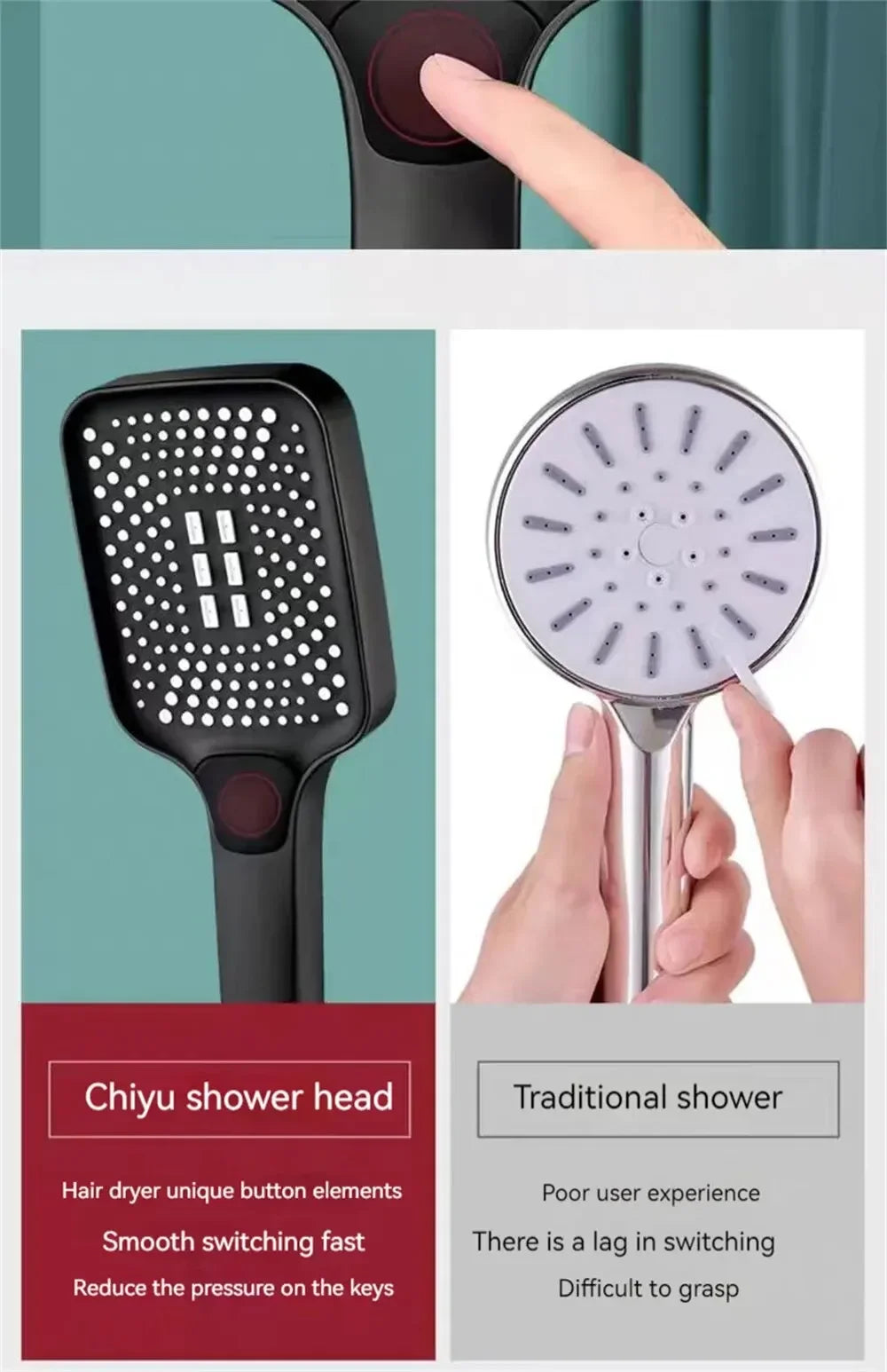 Adjustable 3-Mode Rainfall Shower Head | High-Pressure Water-Saving Handheld Shower – Gold Finish