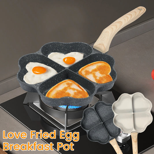 4-Cup Heart Egg Frying Pan – Non-Stick Aluminum Omelette Skillet for Gas & Induction Cooker