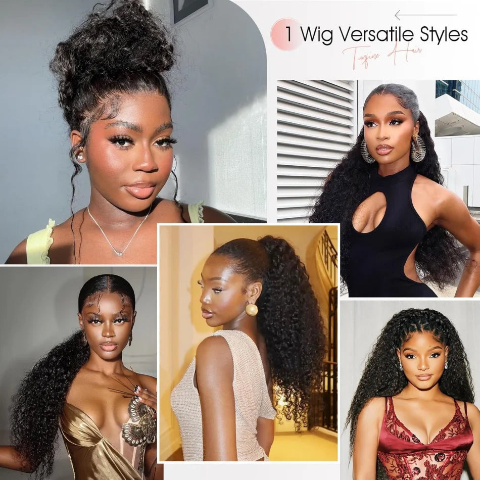 Deep Wave 360 HD Full Lace Human Hair Wig – Natural Black 40 Inch