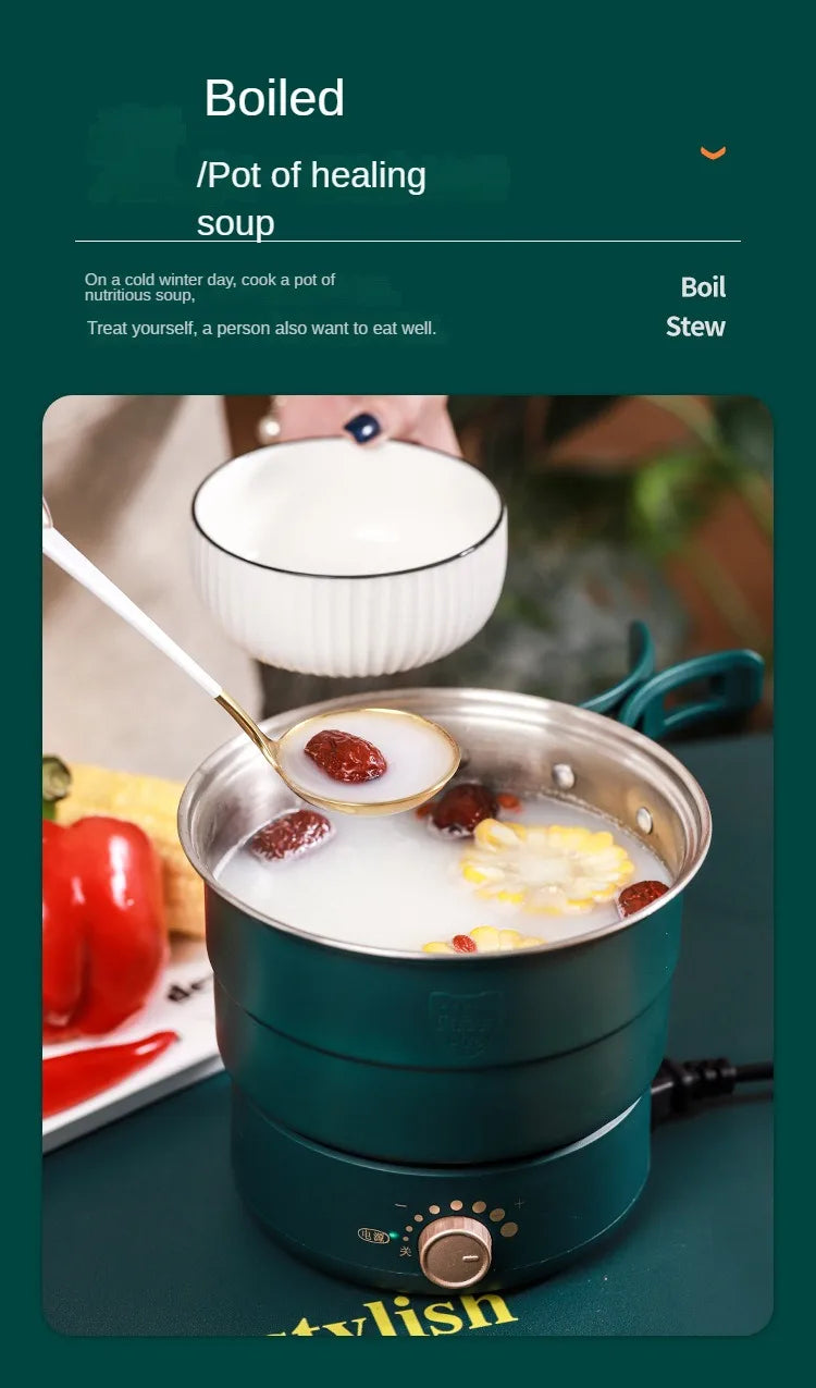 Smart Electric Hot Pot Cooker – Multi-Function Mini Steamer & Rice Cooker (EU Plug)