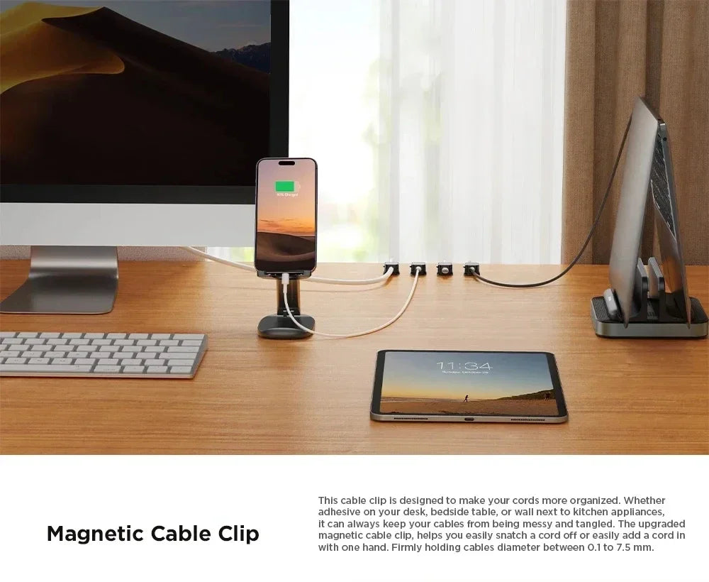Magnetic Cable Organizer – Adhesive Wire Clip Holder for Home & Office Desk Management