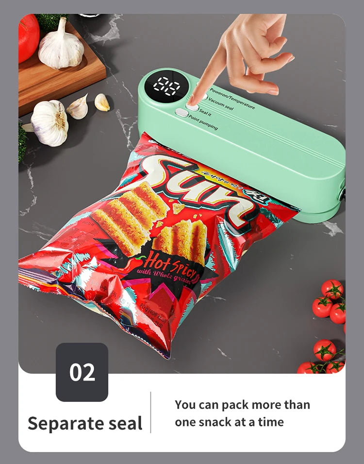Mini Portable Vacuum Sealer – USB Rechargeable Wireless Food Saver for Dry & Moist Preservation Bags