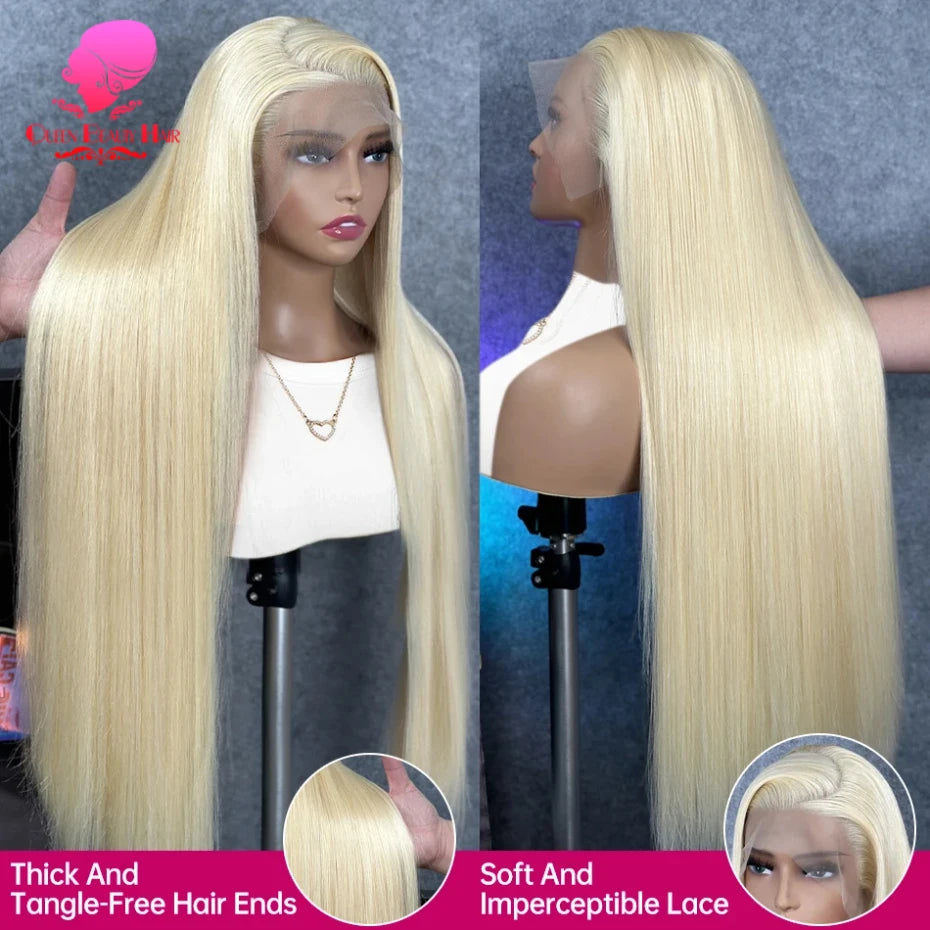 38 Inch 613 Blonde Straight 360 Lace Frontal Wig – 250% Density Human Hair
