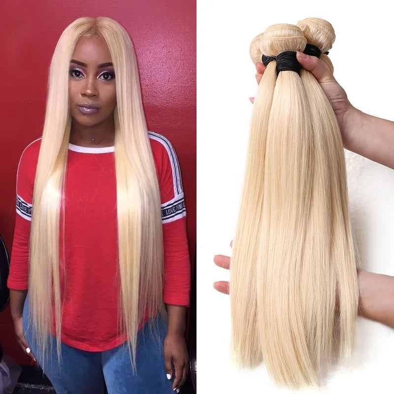 613 Blonde Brazilian Straight Hair Bundles | 100% Remy Human Hair | 8-40 Inch
