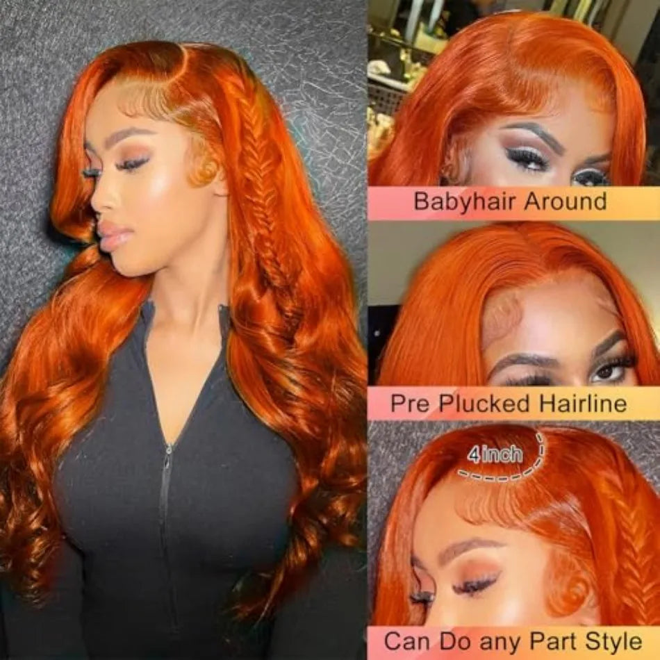 Ginger HD Lace Front Wig 13×6 Body Wave – 250% Density Human Hair (30–38 Inch)