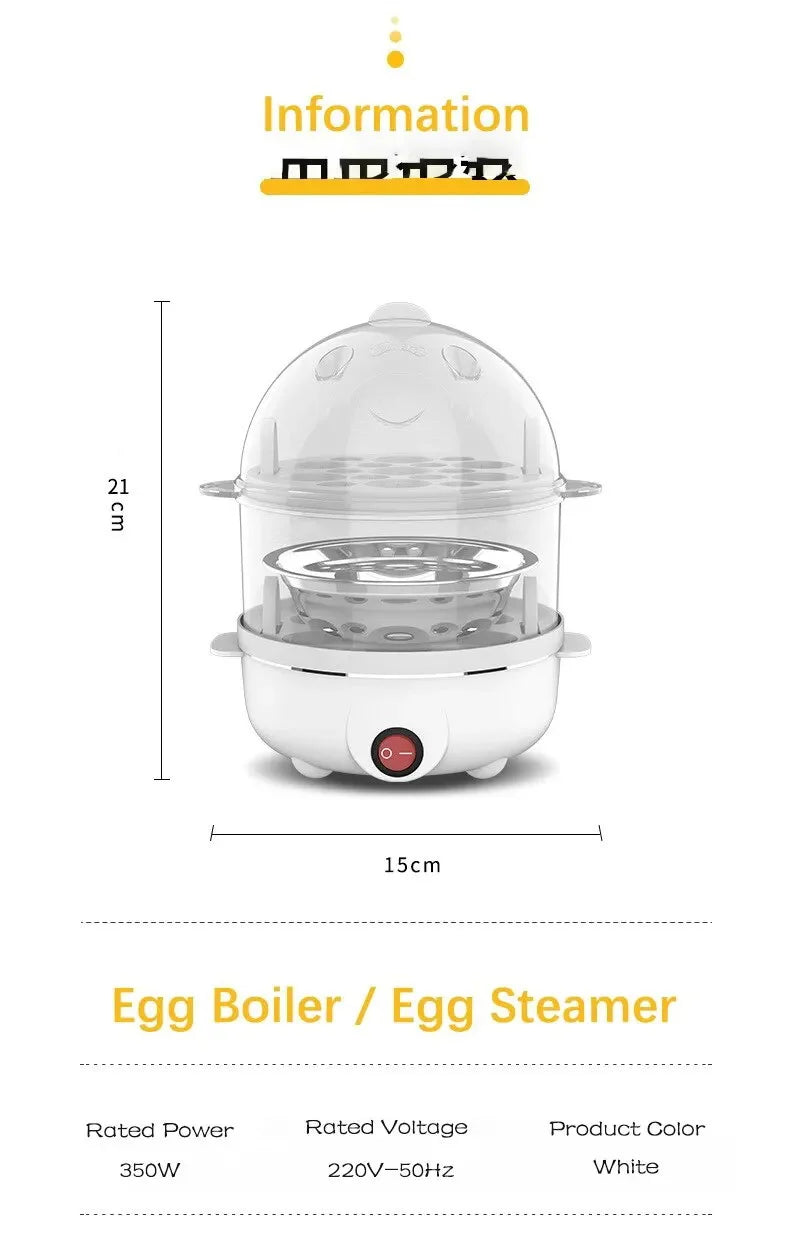 Multifunctional Electric Egg Cooker & Double-Layer Steamer | Mini Breakfast Maker
