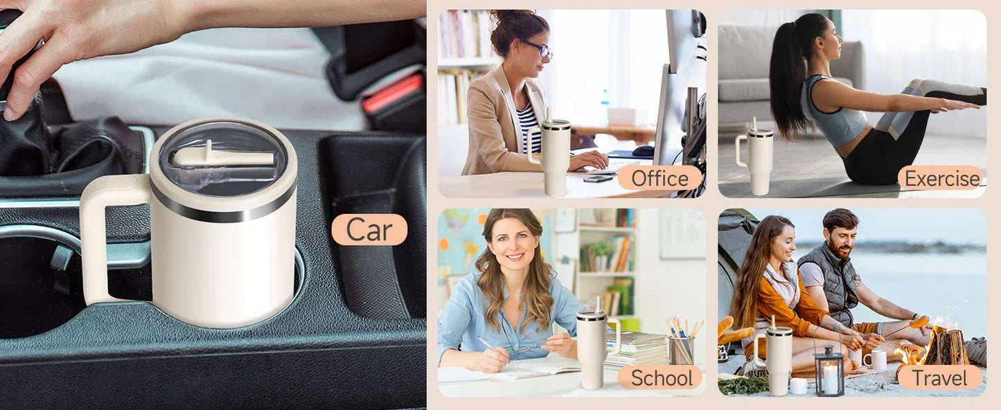 40oz Flip Straw Leak-Proof Lid – Replacement Tumbler Cover Compatible with Stanley Cup