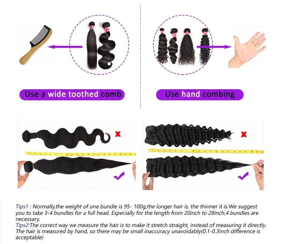 12A Brazilian Body Wave Raw Human Hair Bundles (30–40 Inch) – Wet & Wavy Remy Weave Extensions