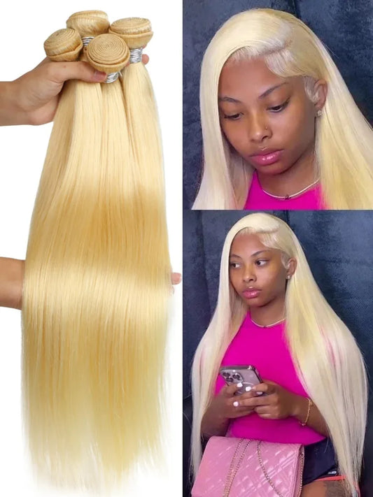 613 Blonde Brazilian Straight Hair Bundles | 100% Remy Human Hair | 8-40 Inch