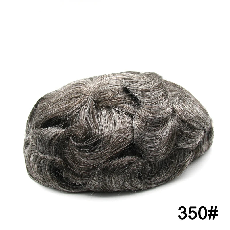 Men's Human Hair Toupee – Lace & PU Base, Straight, 6x8 / 7x9 / 8x10