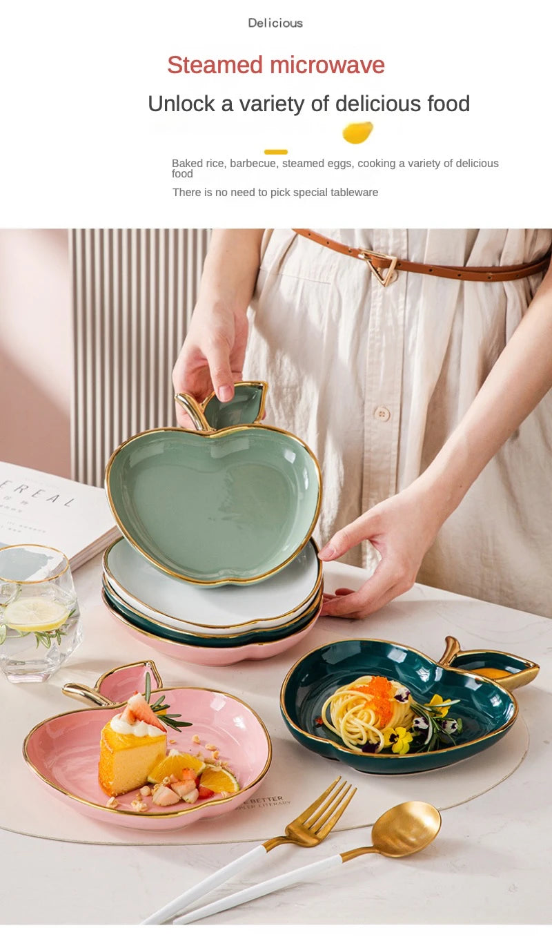 Jucaica Rosh Hashanah Apple Honey Dish – Ceramic Dessert Plate Set